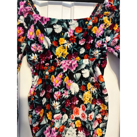 Wild Fable black floral velour mini dress M - Picture 3 of 6